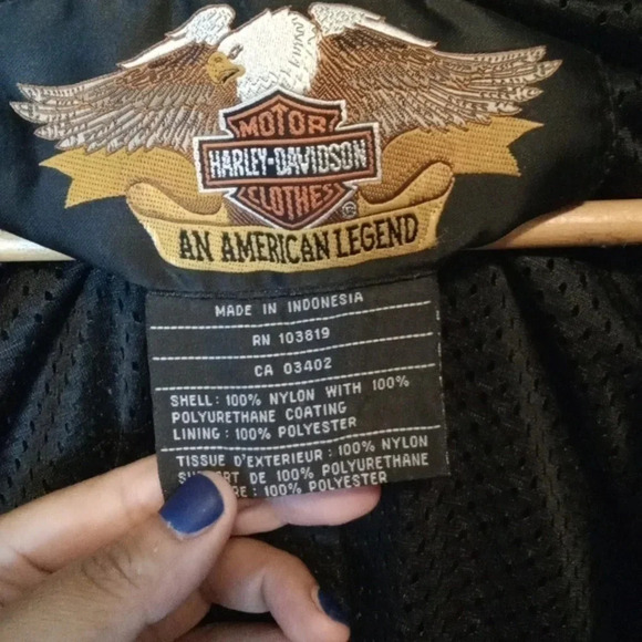 Harley Davidson women's large Nylon jacket black gray snap buttons / zipper - Picture 4 of 12